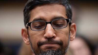 Google CEO Sundar Pichai appears before the House Judiciary Committee to be questioned about the internet giant's privacy security and data collection, on Capitol Hill in Washington, Tuesday, Dec. 11, 2018. Pichai angered members of a Senate panel in September by declining their invitation to testify about foreign governments' manipulation of online services to sway U.S. political elections.