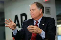 Sen. Doug Jones, D-Ala., speaks during an interview at the Associated Press.