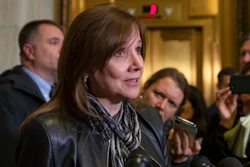 General Motors CEO Mary Barra speaks to reporters after a meeting with Sen. Sherrod Brown, D-Ohio, and Sen. Rob Portman, R-Ohio, to discuss GM's announcement it would stop making the Chevy Cruze at its Lordstown, Ohio, plant, part of a massive restructuring for the Detroit-based automaker, on Capitol Hill in Washington, Wednesday, Dec. 5, 2018.
