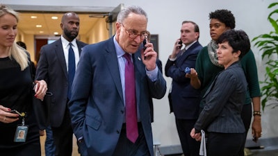 Senate Minority Leader Chuck Schumer, D-N.Y., leaves a closed-door security briefing by CIA Director Gina Haspel on the slaying of Saudi journalist Jamal Khashoggi and the involvement of the Saudi crown prince, Mohammed bin Salman, at the Capitol in Washington, Tuesday, Dec. 4, 2018.