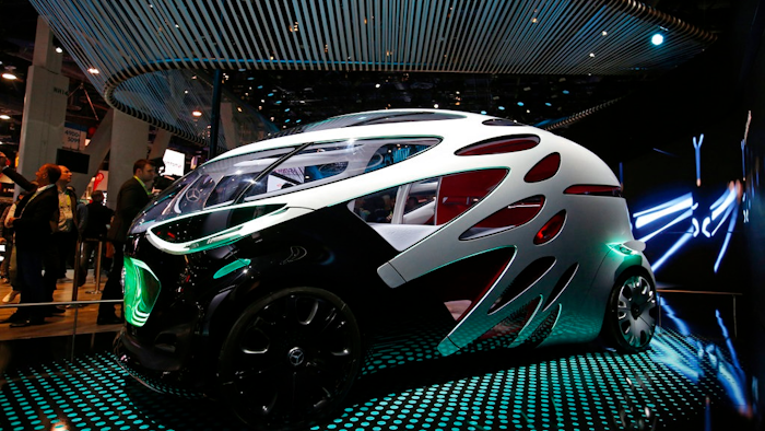 The Mercedes-Benz Vision Urbanetic is on display at the Mercedes-Benz booth at CES International, Tuesday, Jan. 8, 2019, in Las Vegas.