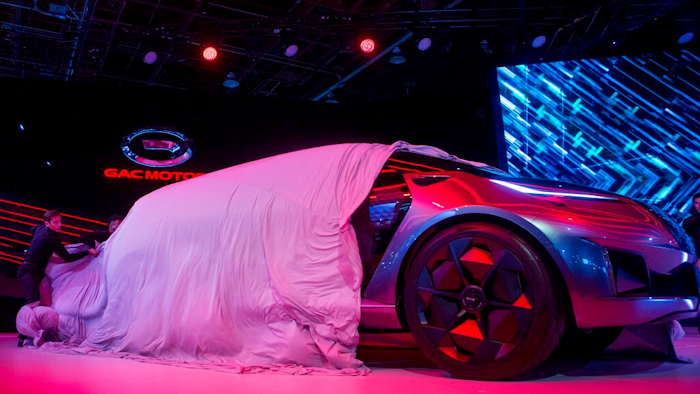 The GAC Entranze concept electric vehicle is unveiled at the North American International Auto Show, Monday, Jan. 14, 2019, in Detroit, Mich.