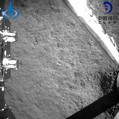 In this photo provided on Jan. 3, 2019, by the China National Space Administration via Xinhua News Agency, an image taken by China's Chang'e-4 probe after its landing. A Chinese spacecraft on Thursday, Jan. 3, made the first-ever landing on the far side of the moon, state media said. The lunar explorer Chang'e 4 touched down at 10:26 a.m., China Central Television said in a brief announcement at the top of its noon news broadcast.