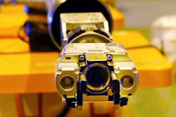 A remote-controlled melted fuel probe device is unveiled by Toshiba Corp. at its facility in Yokohama, near Tokyo, Monday, Jan. 28, 2019. Toshiba unveiled the device carrying tongs that comes out of a long telescopic pipe for an internal probe in one of three damaged reactor chambers at Japan’s tsunami-hit Fukushima nuclear plant - this time to touch chunks of melted fuel.