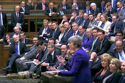 In this grab taken from video, Britain's Prime Minister Theresa May speaks, during Prime Minister's Questions in the House of Commons, London, Wednesday, Jan. 30, 2019.