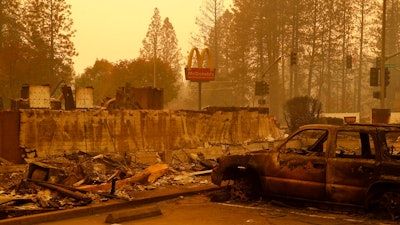Aftermath of the 2018 fire that decimated the town of Paradise, CA.