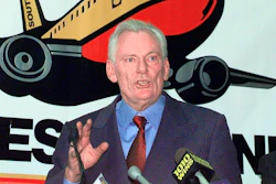 In this Dec. 9, 1998, file photo, Southwest Airlines President and CEO Herb Kelleher speaks at a news conference at MacArthur Airport in Islip, N.Y. Not many CEOs dress up as Elvis Presley, settle a business dispute with an arm-wrestling contest, or go on TV wearing a paper bag over their head. Southwest confirmed Kelleher died on Thursday, Jan. 3, 2019. He was 87.