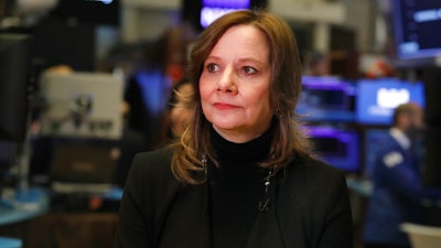 Chairwoman and CEO of General Motors Mary Barra is interviewed on the floor of the New York Stock Exchange, Friday, Jan. 11, 2019. General Motors strengthened its pretax profit estimate for 2018 and predicted even stronger performance for this year as it executives made a presentation to investors on Friday.
