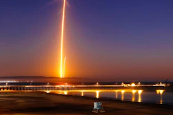 A SpaceX launch of the Falcon 9 in October, 2018.