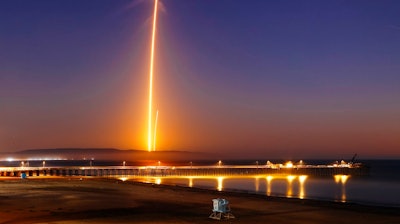 A SpaceX launch of the Falcon 9 in October, 2018.