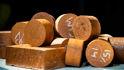 Fired-clay bricks incorporating biosolids.