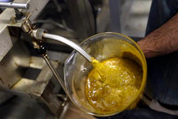 In this April 24, 2018 file photo, the first rendering from hemp plants is on its' way to becoming fully refined CBD oil in Salem, Oregon.