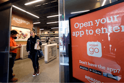 In this file photo, a shopper departs an Amazon Go store in Seattle.
