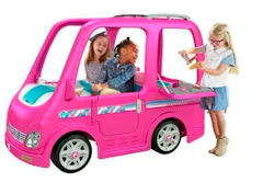 This image shows Power Wheels Barbie Dream Campers by Fisher-Price.