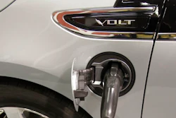 In this July 28, 2010 photo, a Chevrolet Volt electric vehicle is on display at the Plug-in 2010, a conference and exposition about plug-in hybrid and electric vehicles, in San Jose, Calif. General Motors has stopped making the Chevrolet Volt, a ground-breaking electric car with a gasoline backup motor. The last Volt rolled off the assembly line at a Detroit factory with little ceremony on Tuesday, Feb. 26, 2019.
