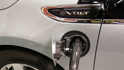 In this July 28, 2010 photo, a Chevrolet Volt electric vehicle is on display at the Plug-in 2010, a conference and exposition about plug-in hybrid and electric vehicles, in San Jose, Calif. General Motors has stopped making the Chevrolet Volt, a ground-breaking electric car with a gasoline backup motor. The last Volt rolled off the assembly line at a Detroit factory with little ceremony on Tuesday, Feb. 26, 2019.