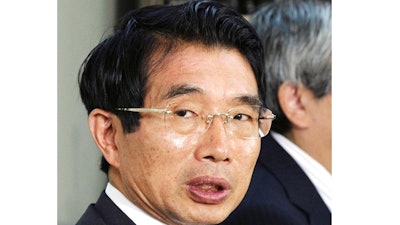 In this May 9, 2012, photo, lawyer Junichiro Hironaka speaks at the press cub of courthouse in Tokyo. The newly appointed star defender for former Nissan chairman Carlos Ghosn said Wednesday, Feb. 20, 2019 he believes the case against his client does “not meet international standards.” Hironaka also said that he believed Ghosn’s trial on charges of falsifying financial reporting and breach of trust might not begin until after the summer.