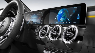 This undated photo provided by Daimler AG shows the new Mercedes-Benz User Experience (MBUX), available in the new entry-level Mercedes A-Class. Automobile infotainment systems have evolved in recent years from simple stereo head units to massive touchscreen centerpieces responsible for all sorts of in-car activities.