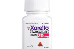 This undated product image provided by Janssen Pharmaceuticals, Inc. shows Xarelto. Johnson & Johnson says it will start giving the list price of its prescription drugs in television ads. The company would be the first drugmaker to take that step. J&J said Thursday, Feb. 7, 2019, it would start with its popular blood thinner, Xarelto.