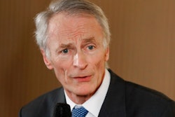 In this Jan. 24, 2019, file photo, Jean-Dominique Senard addresses the media after being appointed Renault chairman following a meeting of the board at Renault headquarters in Boulogne-Billancourt, outside Paris, France. Nissan Motor Co.'s board chose Tuesday, Feb. 5, 2019, as a director Senard, who was recently appointed chairman at the Japanese automaker's alliance partner Renault SA.