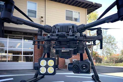 This 2018 photo provided by the Menlo Fire UAS shows a DJI drone with a thermal-imaging camera designed by FLIR Systems in Menlo Park, Calif. Law enforcement officers used heat-seeking drones like this to search for victims of the tornadoes that ravaged a rural corner of Alabama on Sunday, March 3, 2019.