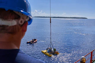 Submersibles sent to recover an ROV (Remotely Operated Vehicle) lost off the coast of the tiny island of Alphonse Seychelles, Wednesday March 13, 2019. The previous day, an accident severed the cable connecting the drone to the mother-ship of the British-based Nekton mission. The camera-carrying ROV is a vital image-gathering tool that can go deeper than the submersibles.