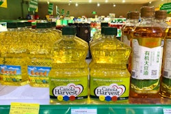 Bottles of Canola Harvest brand canola oil, manufactured by Canadian agribusiness firm Richardson International, are seen on the shelf of a grocery store in Beijing, Wednesday, March 6, 2019. One of Canada's largest grain processors said Tuesday that China has revoked its permit to export canola there, a move that some saw as retaliation for the Canadian government's arrest of a top executive for the Chinese tech giant Huawei.