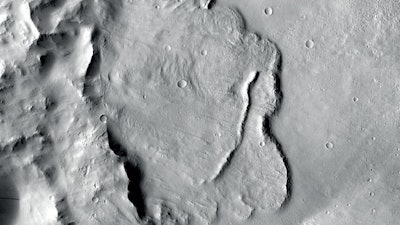 Example of features identified in a deep basin on Mars that show it was influenced by groundwater billions of years ago.