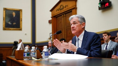 In this Feb. 27, 2019, file photo Federal Reserve Board Chair Jerome Powell gestures while speaking before the House Committee on Financial Services hearing on Capitol Hill in Washington. The message the Federal Reserve is poised to send on Wednesday, March 20, when its latest policy meeting ends this week is a soothing one. It reflects an abrupt shift in tone since the start of the year in the face of a slowdown in the United States and abroad, persistently tame inflation and a nervous stock market.