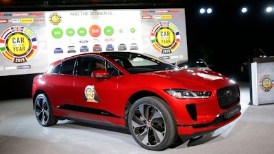 The Jaguar I-Pace model was elected 'Car of the Year 2019', ahead of the 89th Geneva International Motor Show, at the Palexpo, in Geneva, Switzerland, on Monday, March 4, 2019.