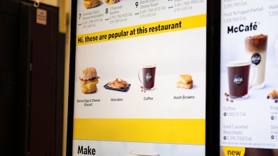 McDonald's drive-thru menu shows restaurant-specific popular items, based on the learnings of the decision logic technology.