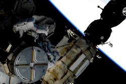 This image provided by NASA shows astronauts Anne McClain and Nick Hague taking a spacewalk to replace aging batteries on the International Space Station on Friday, March 22, 2019. Friday’s spacewalk is the first of three planned excursions to replace batteries and perform other maintenance.