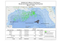 BOEM's chart displays lease activity in the Gulf of Mexico OCS region,