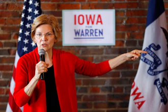 In this March 1, 2019, file photo, Democratic presidential candidate Sen. Elizabeth Warren speaks to local residents during an organizing event in Dubuque, Iowa. Warren is everywhere in the first three months of her presidential campaign: 11 states as of Tuesday. But where she's not is at the top of early 2020 polls.
