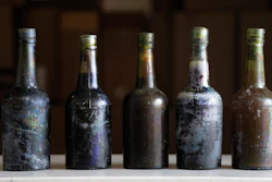 This photo shows beer bottles recovered from the shipwreck of the SS Oregon, at the St. James Brewery in Holbrook, N.Y.