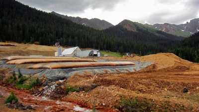 This July 27, 2017 file photo shows a U.S. Environmental Protection Agency wastewater treatment plant in the San Juan Mountains outside Silverton, Colo. Effects of a storm that struck the area Wednesday, March 13, 2019 were still being felt, as fluctuating electrical power knocked the plant offline Thursday night, and an avalanche blocked the access road to the facility.