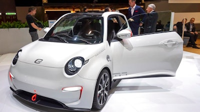 The new e.GO 'Life Sport' is presented during the press day at the '89th Geneva International Motor Show' in Geneva, Switzerland, Tuesday, March 05, 2019. The 'Geneva International Motor Show' takes place in Switzerland from March 7 until March 17, 2019. Automakers are rolling out new electric and hybrid models at the show as they get ready to meet tougher emissions requirements in Europe - while not forgetting the profitable and popular SUVs and SUV-like crossovers.