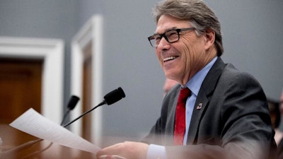 Energy Secretary Rick Perry testifies during a House Appropriations subcommittee hearing on budget on Capitol Hill in Washington, Tuesday, March 26, 2019.