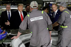 President Donald Trump takes a tour of the Lima Army Tank Plant, Wednesday, March 20, 2019, in Lima, Ohio.