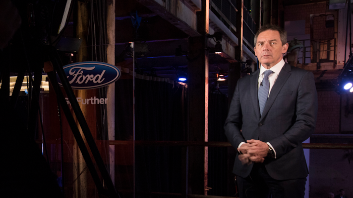 Ford of Europe Chairman Steven Armstrong is interviewed at a Ford event in Halfweg, near Amsterdam, Netherlands, Tuesday, April 2, 2019. Ford's European boss said that if the United Kingdom can't work out a deal on how to leave the European Union while guaranteeing 'frictionless trade' then the company 'will have to consider seriously the long-term future of our investments in the country.'