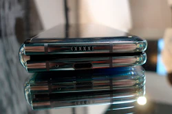 In this April 16, 2019, file photo, the Samsung Galaxy Fold phone is seen in its folded position during a media preview event in London. Some of Samsung's new $2,000 folding phones appear to be breaking after just a couple of days. Journalists who received the phones to review before the public launch say the Galaxy Fold screen started flickering and turning black before completely fizzling out.