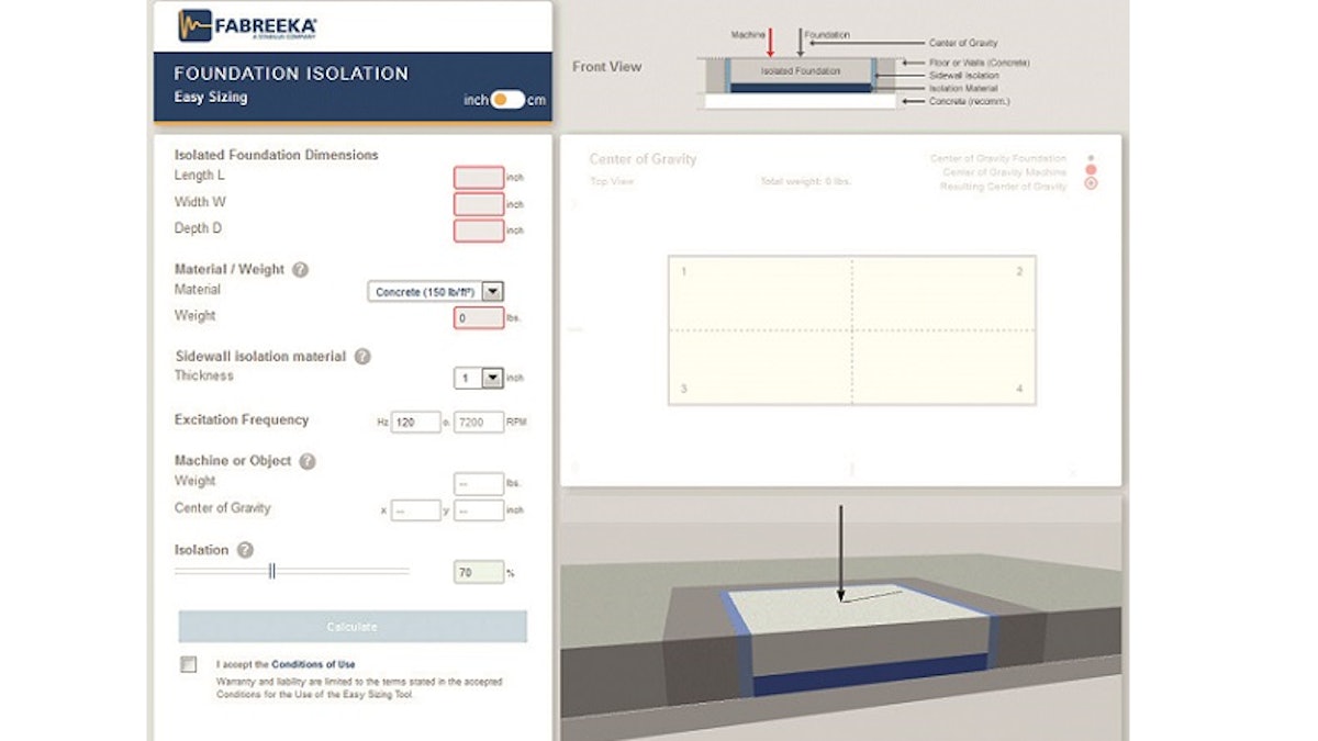Online Sizing Tool for Machine Foundation Isolation From: Fabreeka