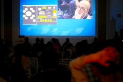 Pepper watch the live broadcast of the SpaceIL spacecraft as it lost contact with Earth in Netanya, Thursday, April 11, 2019. An Israeli spacecraft has failed in its attempt to make history as the first privately funded lunar mission.The SpaceIL spacecraft lost contact with Earth late Thursday, just moments before it was to land on the moon, and scientists declared the mission a failure.