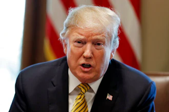 President Donald Trump speaks during the White House Opportunity and Revitalization Council meeting in the Cabinet Room of the White House, Thursday, April 4, 2019, in Washington.