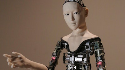 This Monday, Aug. 1, 2016 file photo shows the humanoid robot 'Alter' on display at the National Museum of Emerging Science and Innovation in Tokyo. Understanding humor may be one of the last things that separates humans from ever smarter machines, computer scientists and linguists say.