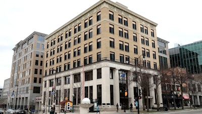 Foxconn Technology Group announced Friday, April 12, 2019, that it will soon buy a six-story office building, center, at 1 W. Main St. on the Capitol square in Madison, Wis. It will serve as one of the company's statewide 'innovation centers' and link the Taiwanese electronics firm to UW-Madison.