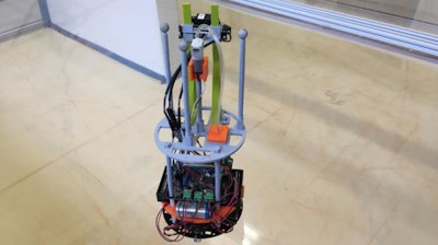 This robot can out the source of an ethanol leak in a clever way. Rather than just following the strongest scent, the robot plugs measurements of concentration and airflow into a complex partial differential equation and then decides where the most useful position to take another measurement is. By repeating this process, it can find an ethanol source in just a dozen or two tries in a complex environment with multiple sources.