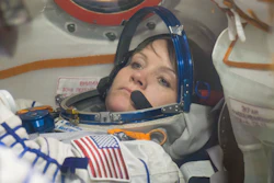 Anne McClain of NASA runs through procedures in the Soyuz MS-11 spacecraft during a vehicle fit check Nov. 20.