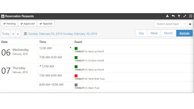 Figure 3. Reservation Request - Green – approved; Grey - open; Red - rejected.