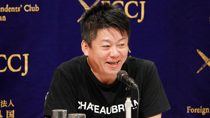 Japanese entrepreneurs and Founder of Interstellar Technologies Inc. Takafumi Horie speaks during a press conference in Tokyo, Wednesday, May 15, 2019. Horie said a low-cost rocket business in Japan is well-positioned to accommodate scientific and commercial needs in Asia. While Japan's government-led space programs have demonstrated top-level technology, he said the country has fallen behind commercially due to high costs.